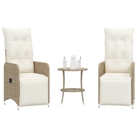 Sillones reclinables de jardín con mesa 2 uds ratán PE beige de , Sillas de jardín - Ref: Foro24-365708, Precio: 288,17 €, De...
