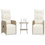 Sillones reclinables de jardín con mesa 2 uds ratán PE beige de , Sillas de jardín - Ref: Foro24-365708, Precio: 288,17 €, De...
