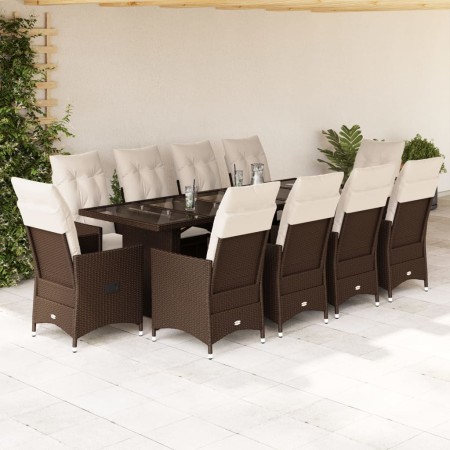 Set de mesa y sillas de jardín 11 pzs y cojines ratán PE marrón von , Gartensets - Ref: Foro24-3277244, Preis: 1,00 €, Rabatt: %