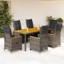 Mesita y sillas jardín 7 piezas y cojines ratán sintético gris by , Garden sets - Ref: Foro24-3276971, Price: 916,78 €, Disco...