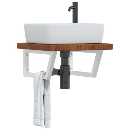 Estante de lavabo de pared de acero y madera maciza de roble by , bathroom vanities - Ref: Foro24-3302414, Price: 98,28 €, Di...