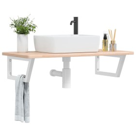 Estante de lavabo de pared de acero y madera