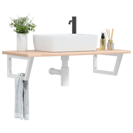 Estante de lavabo de pared de acero y madera maciza de roble by , bathroom vanities - Ref: Foro24-3302386, Price: 87,88 €, Di...