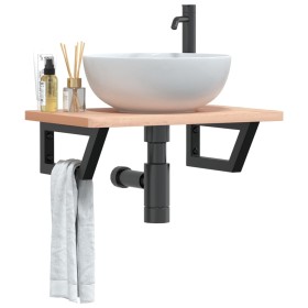 Estante de lavabo de pared de acero y madera maciza de haya by , bathroom vanities - Ref: Foro24-3302359, Price: 71,21 €, Dis...