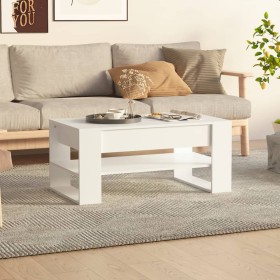 Mesa de centro madera contrachapada blanco 102x55x42 cm