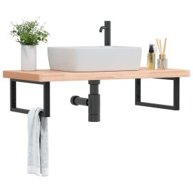 Estante de lavabo de pared de acero y madera maciza de haya von , Badezimmerwaschtische - Ref: Foro24-3302437, Preis: 150,61 ...