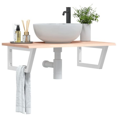 Estante de lavabo de pared de acero y madera maciza de roble von , Badezimmerwaschtische - Ref: Foro24-3302598, Preis: 84,88 ...