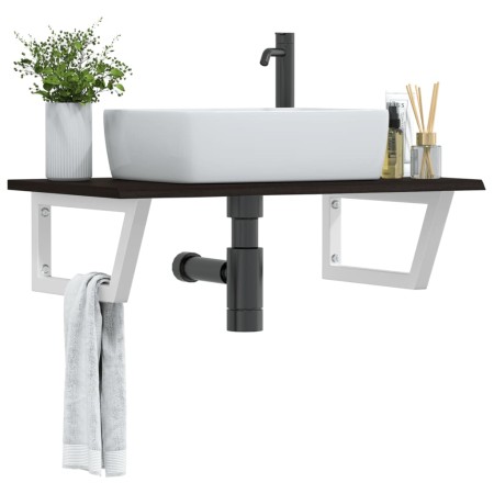 Estante de lavabo de pared de acero y madera maciza de roble de , Tocadores de baño - Ref: Foro24-3302622, Precio: 88,55 €, D...