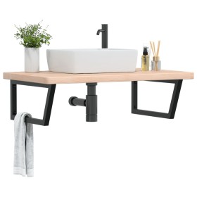 Estante de lavabo de pared de acero y madera maciza de roble by , bathroom vanities - Ref: Foro24-3302475, Price: 162,91 €, D...