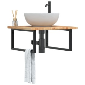 Estante de lavabo de pared de acero y madera maciza de roble von , Badezimmerwaschtische - Ref: Foro24-3302477, Preis: 101,37...
