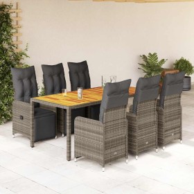 Mesita y sillas jardín 7 piezas y cojines ratán sintético gris by , Garden sets - Ref: Foro24-3277161, Price: 1,00 €, Discoun...