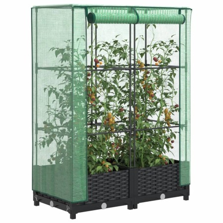 Arriate con cubierta invernadero aspecto ratán 80x40x123 cm by , Pots and planters - Ref: Foro24-4015810, Price: 66,86 €, Dis...
