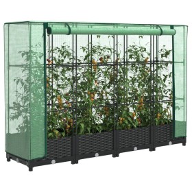 Arriate con cubierta invernadero aspecto ratán 160x40x123 cm by , Pots and planters - Ref: Foro24-4015812, Price: 107,15 €, D...