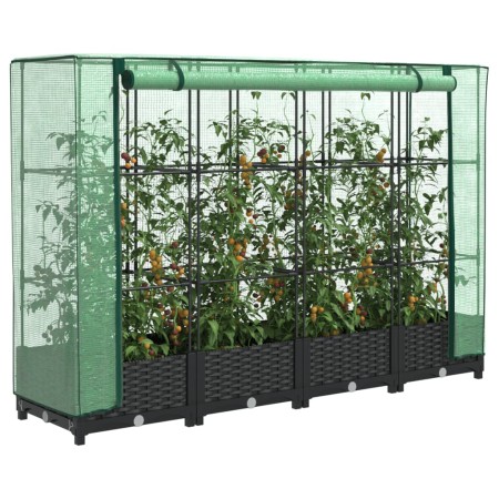 Arriate con cubierta invernadero aspecto ratán 160x40x123 cm von , Töpfe und Pflanzgefäße - Ref: Foro24-4015812, Preis: 107,1...