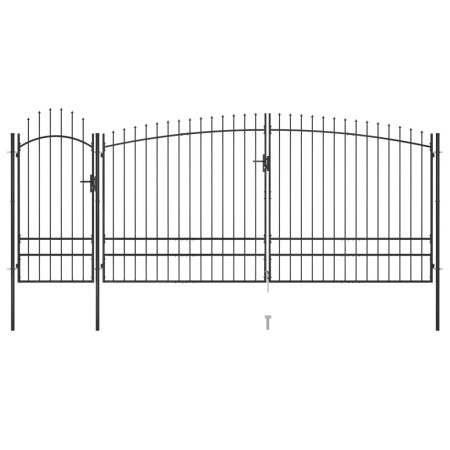 Puerta de valla de jardín con punta de lanza 5x2,45 m negro by , garden gates - Ref: Foro24-146326, Price: 409,23 €, Discount: %