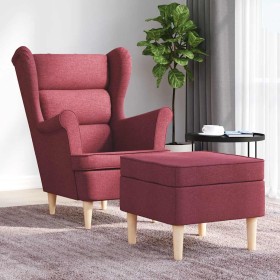 Sillón con reposapiés de tela rojo tinto