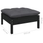 Garten-Fußhocker aus massivem schwarzem Kiefernholz mit anthrazitfarbenem Kissen von vidaXL, Modulare Sofas für den Außenbere...