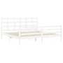 White solid wood bed frame with headboard 200x200 cm by vidaXL, Beds and slatted bases - Ref: Foro24-3194007, Price: 154,43 €...