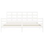 White solid wood bed frame with headboard 200x200 cm by vidaXL, Beds and slatted bases - Ref: Foro24-3194007, Price: 154,43 €...