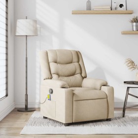 Sillón de masaje reclinable de tela crema de , Sillones - Ref: Foro24-4019934, Precio: 236,86 €, Descuento: %