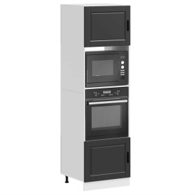 Armarios para horno 2 uds Porto negra madera de
