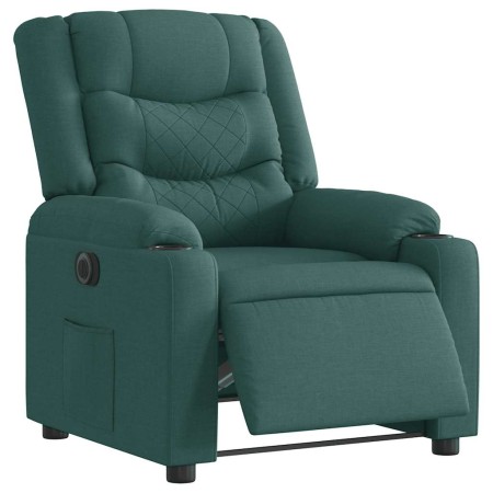 Sillón reclinable eléctrico tela verde oscuro by , Armchairs - Ref: Foro24-3310250, Price: 267,22 €, Discount: %