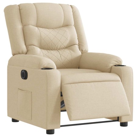 Sillón reclinable eléctrico de tela crema by , Armchairs - Ref: Foro24-3310252, Price: 271,74 €, Discount: %