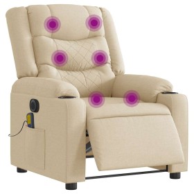 Sillón reclinable de masaje eléctrico tela color crema by , Armchairs - Ref: Foro24-3310259, Price: 286,47 €, Discount: %