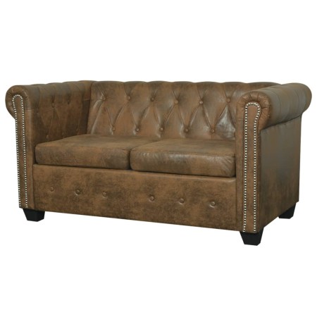 Sofá Chesterfield de 2 plazas de piel sintética marrón von , Sofas - Ref: Foro24-287918, Preis: 388,82 €, Rabatt: %