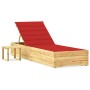 Tumbona de jardín con mesa y cojín de madera de pino impregnada von , Liegen - Ref: Foro24-3065930, Preis: 152,52 €, Rabatt: %