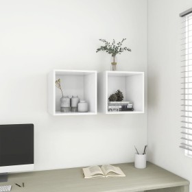 Armario de pared 2 uds madera contrachapada blanco 37x37x37 cm by , Shelves and shelves - Ref: Foro24-805445, Price: 48,90 €,...