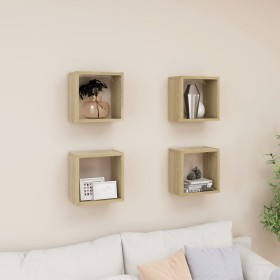 Estantes de cubo de pared 4 uds color roble 26x15x26 cm by , Shelves and shelves - Ref: Foro24-807035, Price: 38,53 €, Discou...