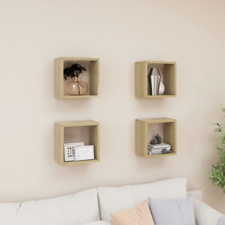 Estantes de cubo de pared 4 uds color roble 26x15x26 cm von , Regale und Regale - Ref: Foro24-807035, Preis: 38,53 €, Rabatt: %