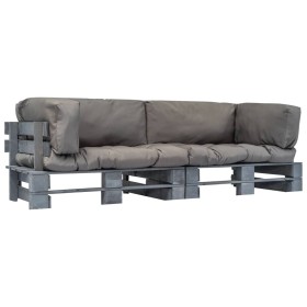 Sofás de palets de jardín 2 pzas con cojines grises madera pino by , Outdoor sofas - Ref: Foro24-275300, Price: 293,62 €, Dis...