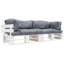 Sofás de jardín de palets 2 unidades cojines grises madera pino by , Outdoor sofas - Ref: Foro24-277385, Price: 311,55 €, Dis...