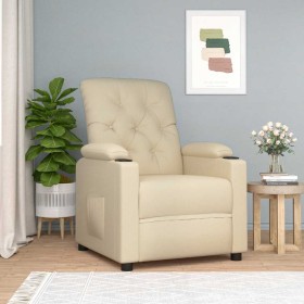 Sillón reclinable de tela crema