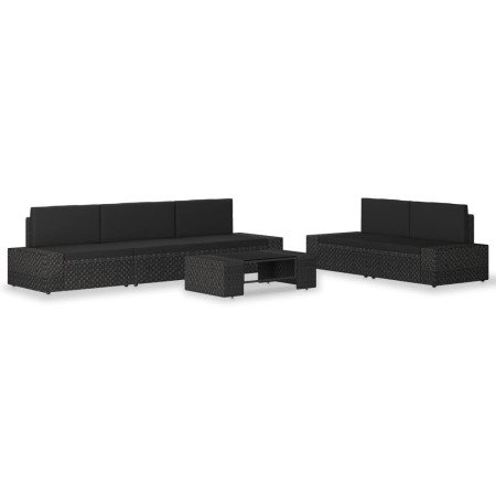Juego de muebles de jardín 6 piezas ratán sintético negro by , Garden sets - Ref: Foro24-3054576, Price: 529,76 €, Discount: %