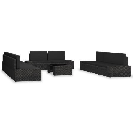 Juego de muebles de jardín 10 piezas ratán sintético negro by , Garden sets - Ref: Foro24-3054583, Price: 999,06 €, Discount: %