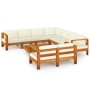 Muebles de jardín 9 pzas cojines blanco crema madera de acacia by , Garden sets - Ref: Foro24-3057942, Price: 1,00 €, Discoun...