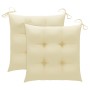 Sillas de jardín 2 uds madera de teca con cojines blanco crema von , Gartenstühle - Ref: Foro24-3063269, Preis: 255,18 €, Rab...