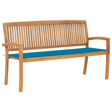 Banco de jardín apilable y cojín madera maciza de teca 159 cm von , Gartenbänke - Ref: Foro24-3063310, Preis: 243,80 €, Rabat...