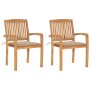 Sillas de jardín 2 uds con cojines madera maciza de teca beige by , Garden chairs - Ref: Foro24-3063255, Price: 247,59 €, Dis...