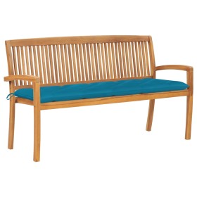 Banco de jardín apilable y cojín madera maciza de teca 159 cm by , garden benches - Ref: Foro24-3063325, Price: 254,31 €, Dis...