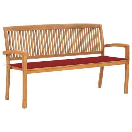 Banco de jardín apilable y cojín madera maciza de teca 159 cm | Foro24.es | Tu tienda online para hogar, jardín y más Foro24.es