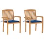 Sillas de jardín 2 uds madera de teca con cojines azul royal by , Garden chairs - Ref: Foro24-3063262, Price: 242,51 €, Disco...