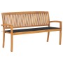 Banco de jardín apilable con cojín madera maciza teca 159 cm von , Gartenbänke - Ref: Foro24-3063306, Preis: 237,15 €, Rabatt: %