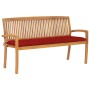 Banco de jardín apilable con cojín madera maciza de teca 159 cm von , Gartenbänke - Ref: Foro24-3063327, Preis: 260,25 €, Rab...