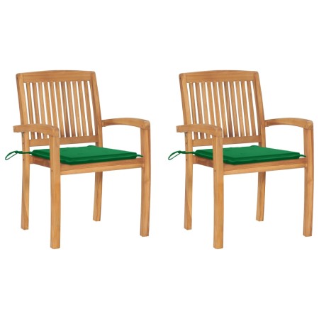 Sillas de jardín 2 uds con cojines madera maciza de teca verde von , Gartenstühle - Ref: Foro24-3063257, Preis: 211,97 €, Rab...