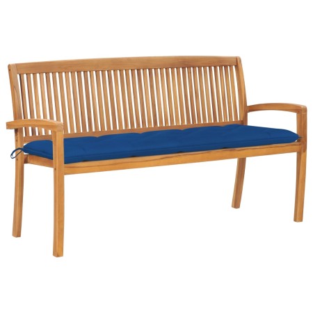 Banco de jardín apilable y cojín madera maciza de teca 159 cm by , garden benches - Ref: Foro24-3063331, Price: 240,55 €, Dis...