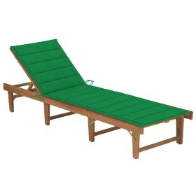 Tumbona plegable con cojín madera maciza de acacia de , Tumbonas - Ref: Foro24-3064169, Precio: 240,15 €, Descuento: %